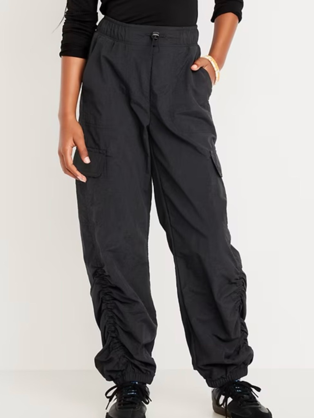 Old Navy Black Ruched Cargo Joggers